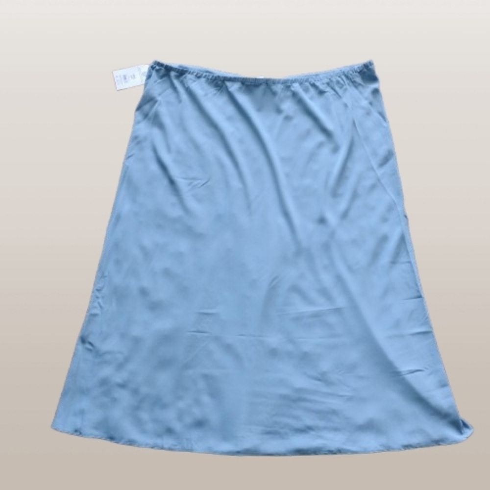 NWT Light Blue Satin A-Line Midi Skirt  Size XXXL 22 Holiday Party, Elegant